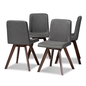 Baxton Studio Pernille Modern Transitional Grey Fabric Upholstered Walnut Finished 4-Piece Wood Dining Chair Set